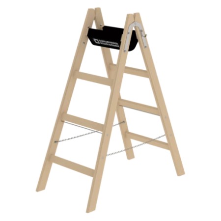 Escabeau double à barreaux en bois